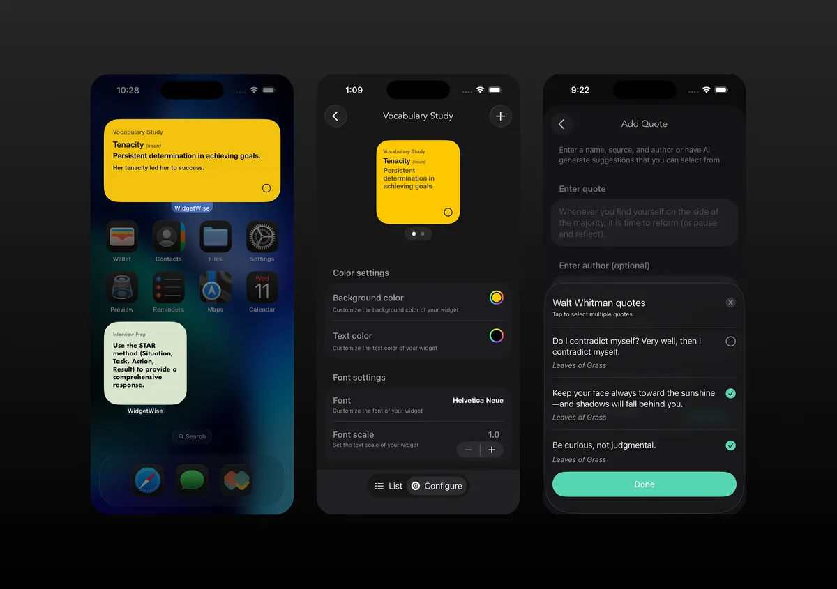 Screenshot of WidgetWise